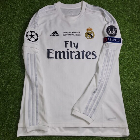 Cristiano Ronaldo Real Madrid 2015 2016 Long Sleeve UEFA FINAL Soccer Jersey M - Picture 2 of 10